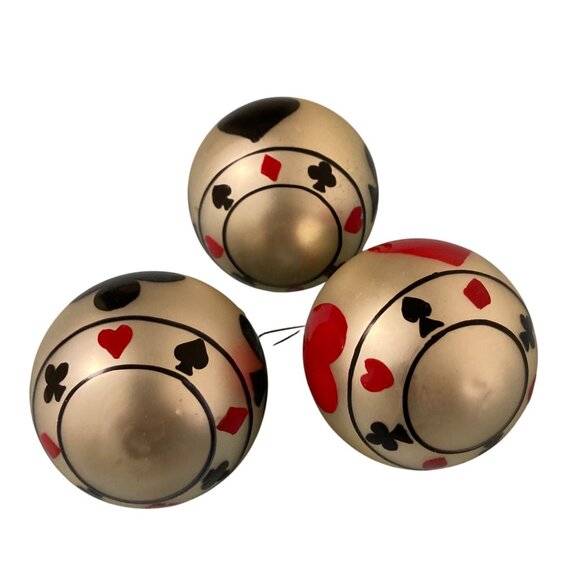 Rare Kurt Adler Vintage Playing Card Suit Glass Ornaments Lot Of 3 - Picture 3 of 4